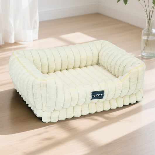 Cama para Mascotas Grande Cuadrada con Pelaje de Conejo a Rayas - Image 6