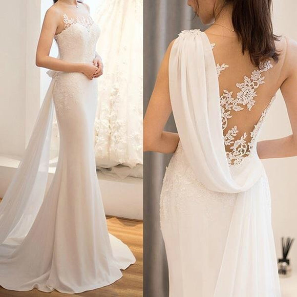 Vestido de Novia Semitransparente Cintura Media - Diseño Hada Etéreo