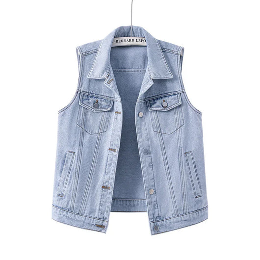 Colete Jeans Feminino Solto Sem Mangas - Estilo Casual e Versátil