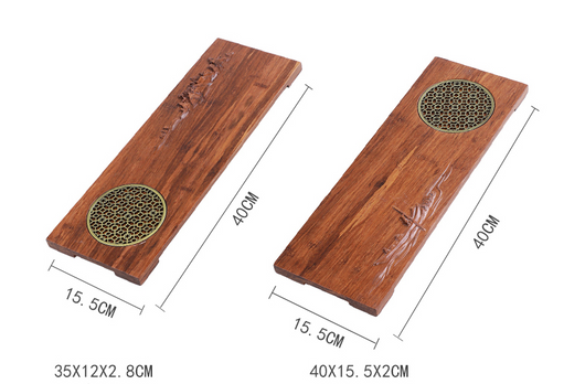 Bandeja de Té Retro de Madera Maciza con Abanico Decorativo - Image 6