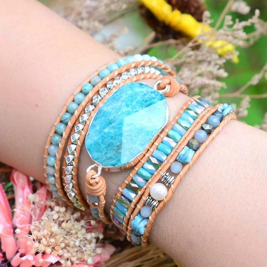 Pulsera Tejida de Piedra Tianhe con Cristales y Cuentas - Diseño Exclusivo - Image 4