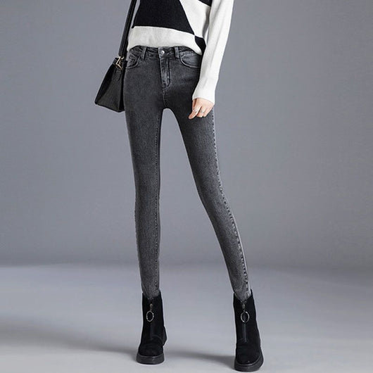 Jeans de Cintura Alta Ajustados para Mujer con Forro de Polar - Image 12