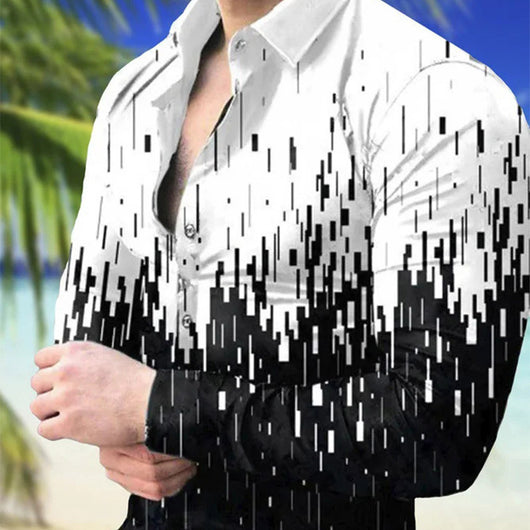 Camisa Casual de Manga Larga con Impresión Digital 3D para Hombre - Image 6
