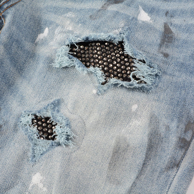 Jeans Slim Fit Rotos con Parches - Estilo Urbano Europeo y Americano - Image 3