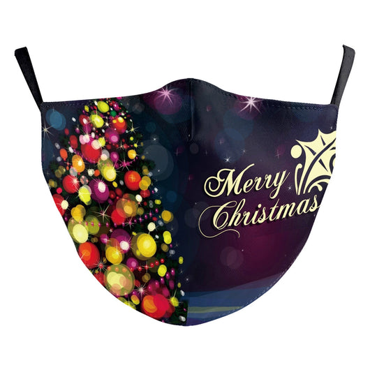 Christmas Santa Claus dustproof face mask with a red hat, white beard, and glasses on a blue and green background. - Image 25