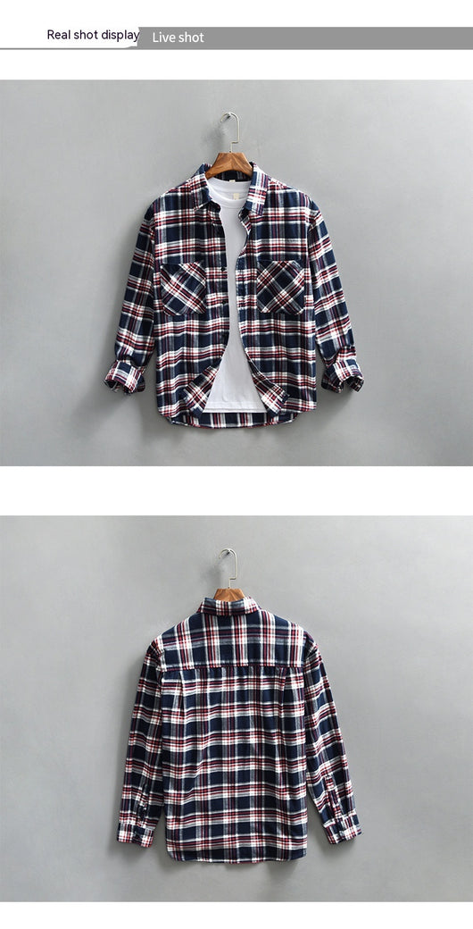 Camisa Casual de Cuadros Retro para Hombre Primavera - Image 9