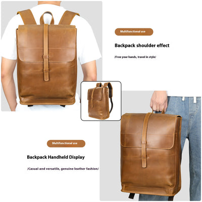 Mochila de Cuero para Viajes de Gran Capacidad con Compartimento Laptop - Image 4