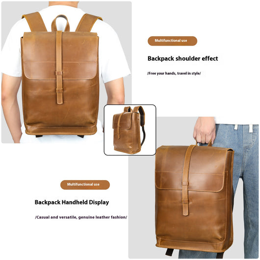 Mochila de Cuero para Viajes de Gran Capacidad con Compartimento Laptop - Image 4