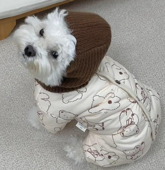 Mameluco Térmico para Perros con Estampado de Osito y Bufanda Tejida - Image 5