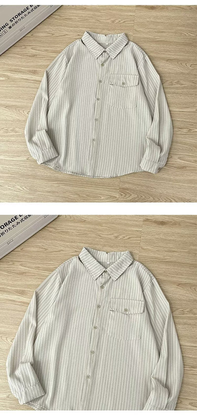 Chaqueta Camisa Manga Larga Retro para Hombre - Image 8