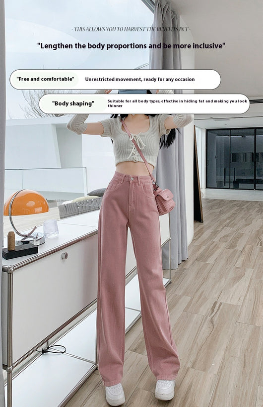 Pantalón Denim Rosa Palo Talle Alto Efecto Esbeltecedor Pierna Ancha Recta - Image 17