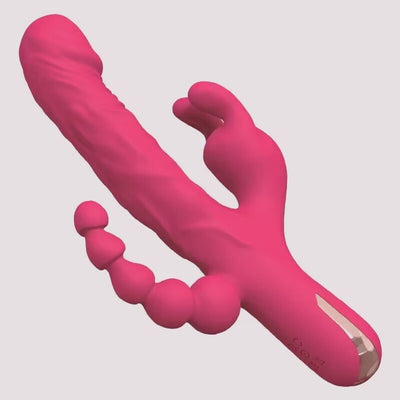 Masajeador Triple Función con Vibración en Silicona Premium