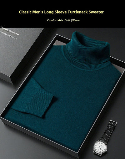 Suéter Cuello Alto para Hombre - Abrigo Básico Invierno Colores Sólidos - Image 24