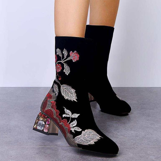 Botas Medianas de Cuero PU con Cierre Trasero y Punta Afilada - Image 12