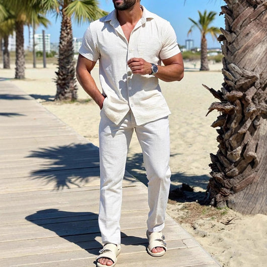 Polo Casual de Manga Corta con Botones para Hombre - Diseño Versátil Solid Color - Image 6