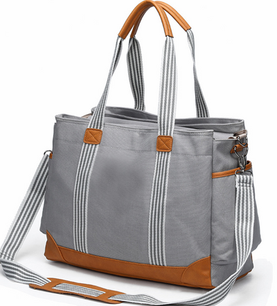 Bolsa Maternal Multifuncional de Lona con Capacidad Amplia y Correa de Hombro