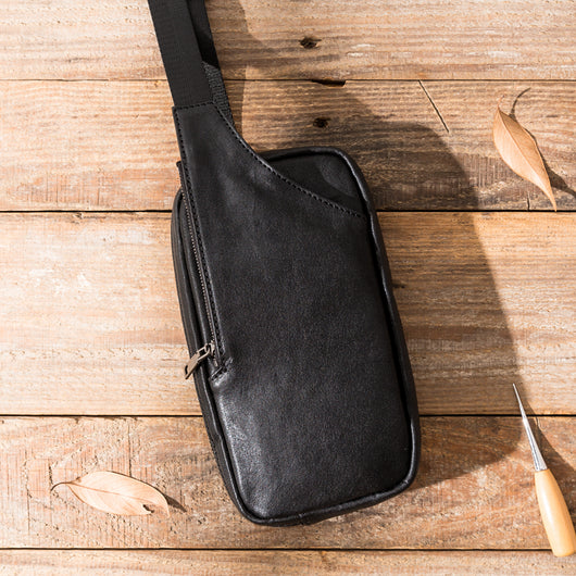 Bolsa Pectoral de Cuero Genuino para Hombre - Estilo Casual Versátil - Image 12