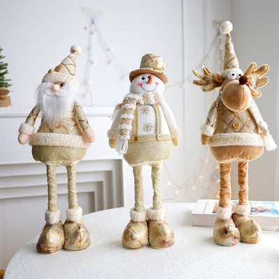 Adornos Navideños Retráctiles - Muñeco de Nieve y Reno Dorados