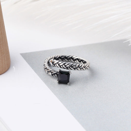 Anillo de Plata Zirconia para Dedo Índice Estilo Coreano
