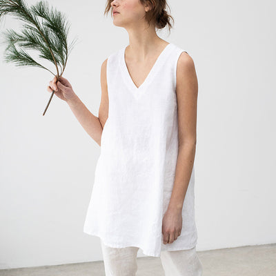 Blusa de Lino Puro Escote V sin Mangas para Mujer - Image 5