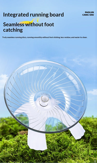 Blue transparent hamster flying saucer running wheel with a white stand, suitable for hamsters and small pets. - Image 12