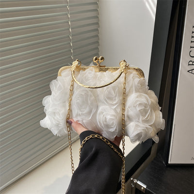 Bolso Elegante para Mujer con Patrón de Rosas y Detalle de Cadena - Image 6