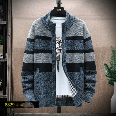 Suéter de Punto Cuello Alto a Rayas para Hombre Talla Grande - Image 11