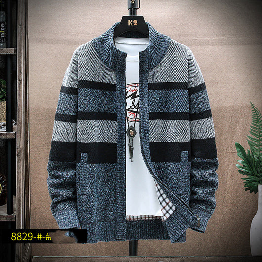 Suéter de Punto Cuello Alto a Rayas para Hombre Talla Grande - Image 11