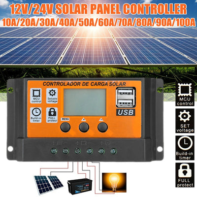 Controlador Solar LCD con Panel de Carga Naranja - Image 6