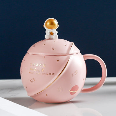 Taza Cerámica Astronauta con Tapa y Cuchara - Diseño Planeta - Image 7