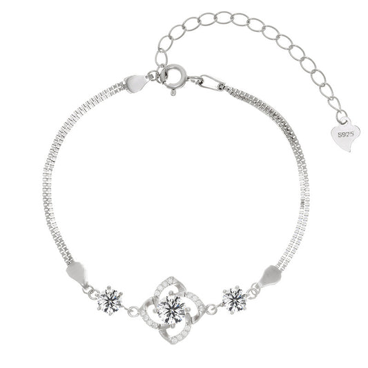 Pulsera de Plata 925 con Trébol de Cuatro Hojas para Mujer