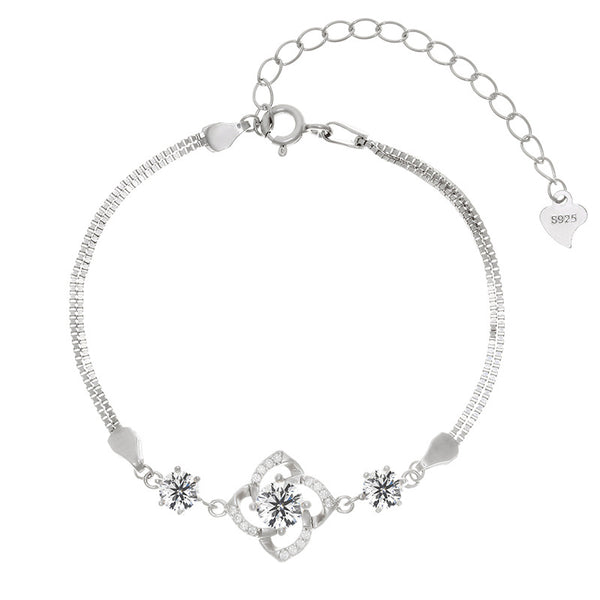 Pulsera de Plata 925 con Trébol de Cuatro Hojas para Mujer