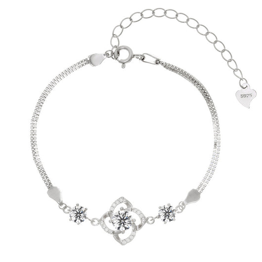 Pulsera de Plata 925 con Trébol de Cuatro Hojas para Mujer