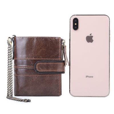 Billetera Antirobo de Cuero Genuino con Cierre Seguro - Cartera Multifuncional Vintage para Hombre - Image 11