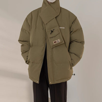 Abrigo Corto Acolchado con Cuello Elevado y Diseño de Bufanda en Plumón de Pato 90% - Image 8