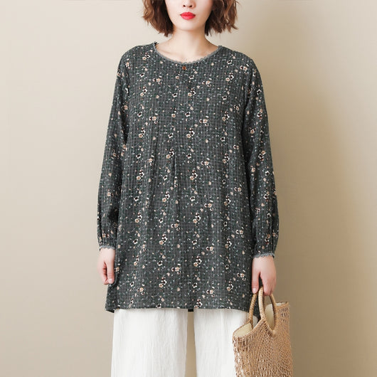 Camisa Retro Floral Suelta de Manga Larga para Otoño - Image 10