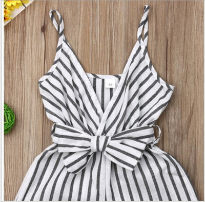 Vestido Infantil de Una Pieza con Tirantes y Rayas - Image 10