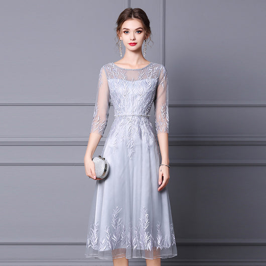 Falda de Gala con Bordado de Cuentas - Largo Medio Elegante - Image 6
