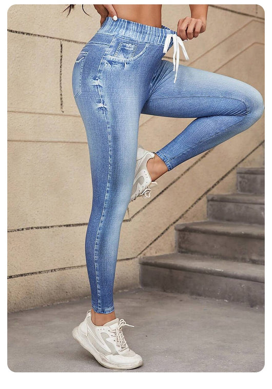 Pantalones Estampados de Cintura Alta con Cordón Ajustable - Image 8