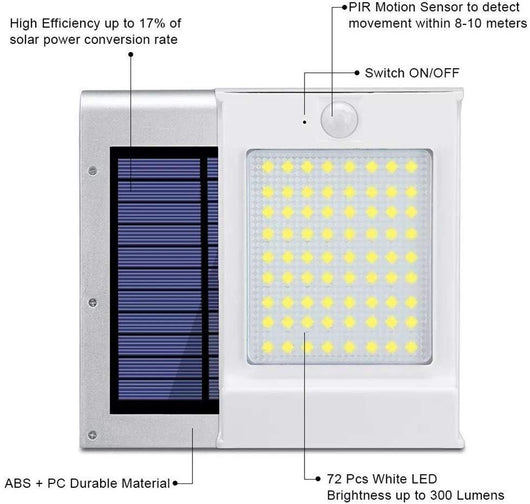 Lámpara Solar de Pared con Sensor de Movimiento 72LED - Image 17