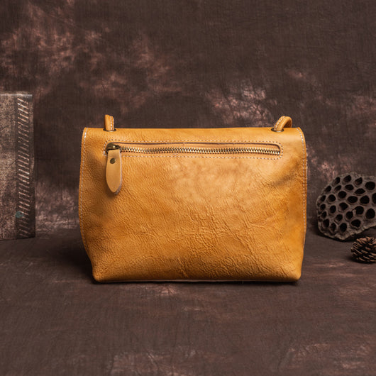 Bolso de Cuero Retro Crema para Mujer - Suave y Versátil - Image 11