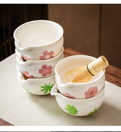 Juego de Tazón Matcha de Cerámica con Patrón Floral Artesanal - Image 18