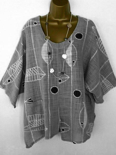 Camiseta de Algodón y Lino Estampada Multicolor - Image 3