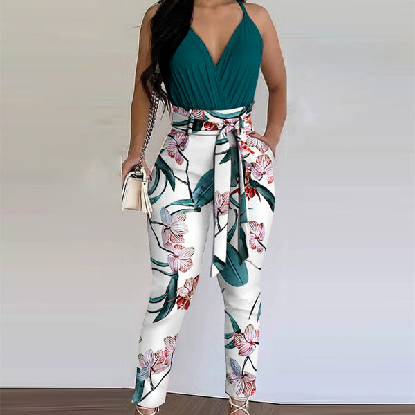 Traje Dos Piezas con Estampado Contrastante Europeo Americano