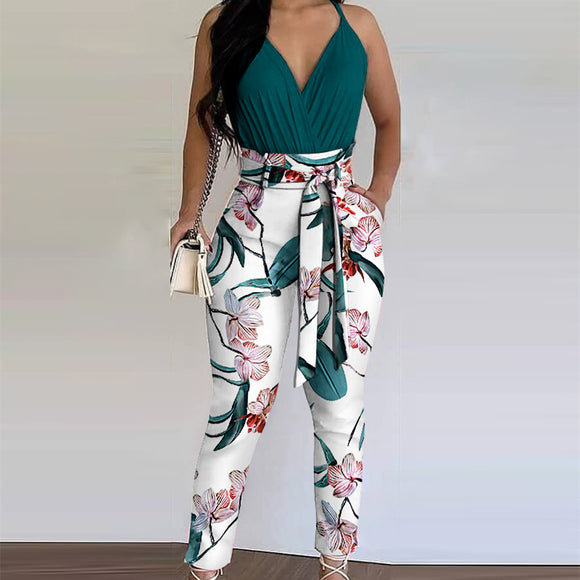 Traje Dos Piezas con Estampado Contrastante Europeo Americano