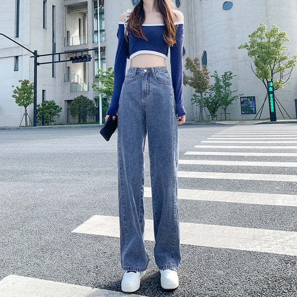 Jeans Rectos de Cintura Alta Holgados de Pierna Ancha para Mujer - Image 3