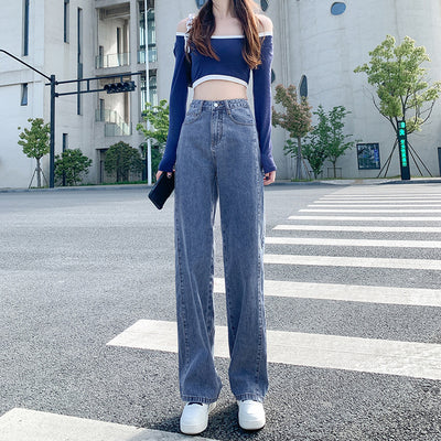 Jeans Rectos de Cintura Alta Holgados de Pierna Ancha para Mujer - Image 3