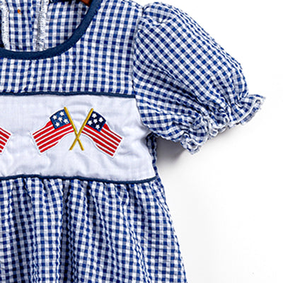 Vestido Infantil Festivo a Cuadros con Bordados para el Día de la Independencia - Image 15
