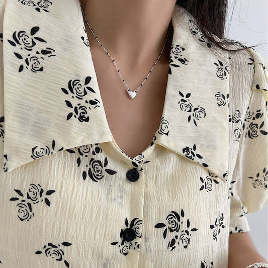 Collar de Plata 925 con Dije de Corazón y Cruz en Esmalte Negro - Image 2