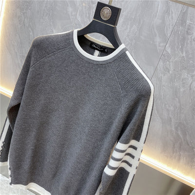 Suéter de Cuello Redondo a Rayas - Pullover Versátil para Hombre Joven - Image 34